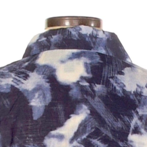 W by Worth sz P (XS/S) top blue & white tie dye long sleeve cold shoulder blouse - Picture 10 of 16